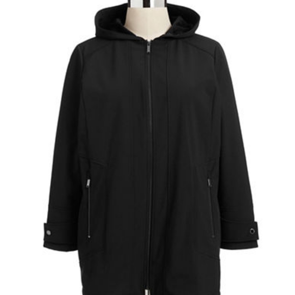 London Fog Jackets & Blazers - London Fog Plus Two-in-One Convertible Trench Coat-BLACK-1X